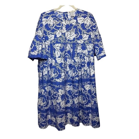 Odeeh Blue Floral Cotton Mini Dress Sz. 40 (US L) - Picture 1 of 5